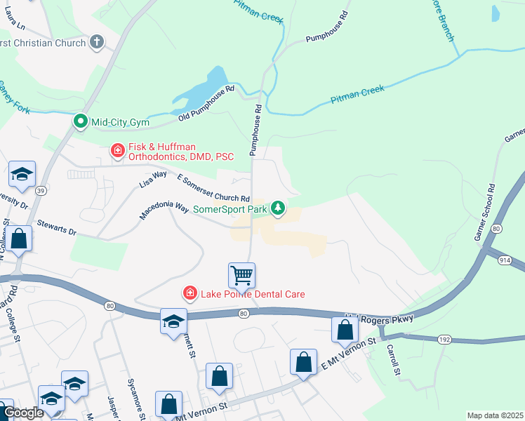 map of restaurants, bars, coffee shops, grocery stores, and more near 350 Pumphouse Road in Somerset