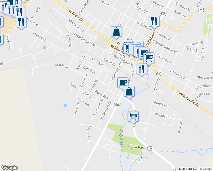 map of restaurants, bars, coffee shops, grocery stores, and more near 307 Maple Street in Princeton