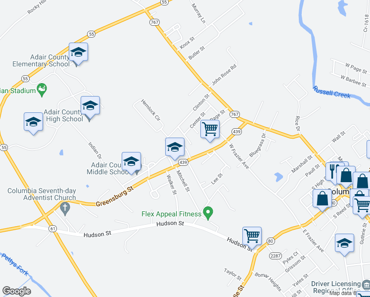 map of restaurants, bars, coffee shops, grocery stores, and more near 1010 Greensburg Street in Columbia