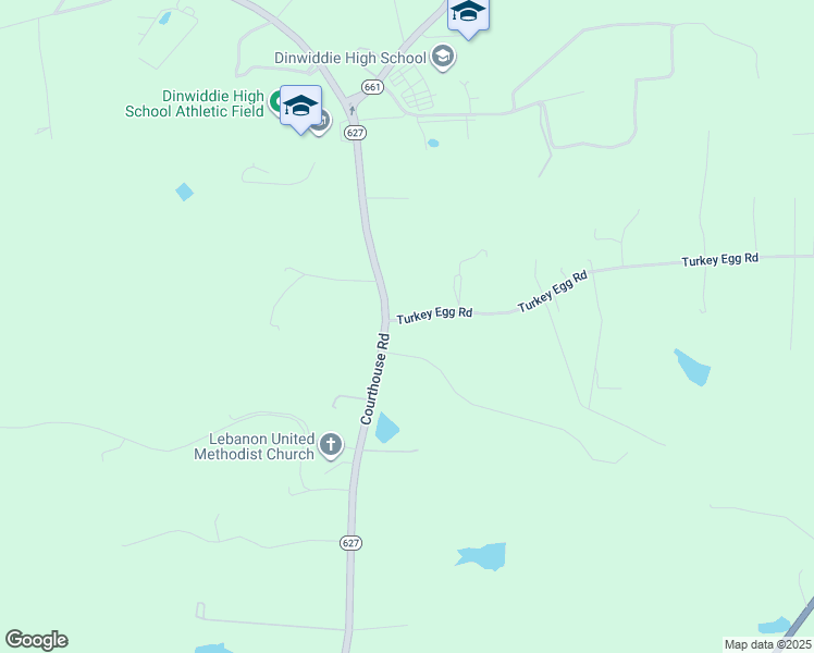 map of restaurants, bars, coffee shops, grocery stores, and more near 18513 Turkey Egg Road in Dinwiddie