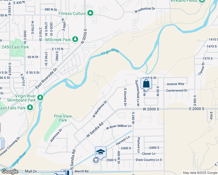 map of restaurants, bars, coffee shops, grocery stores, and more near South 450 West Circle in Washington
