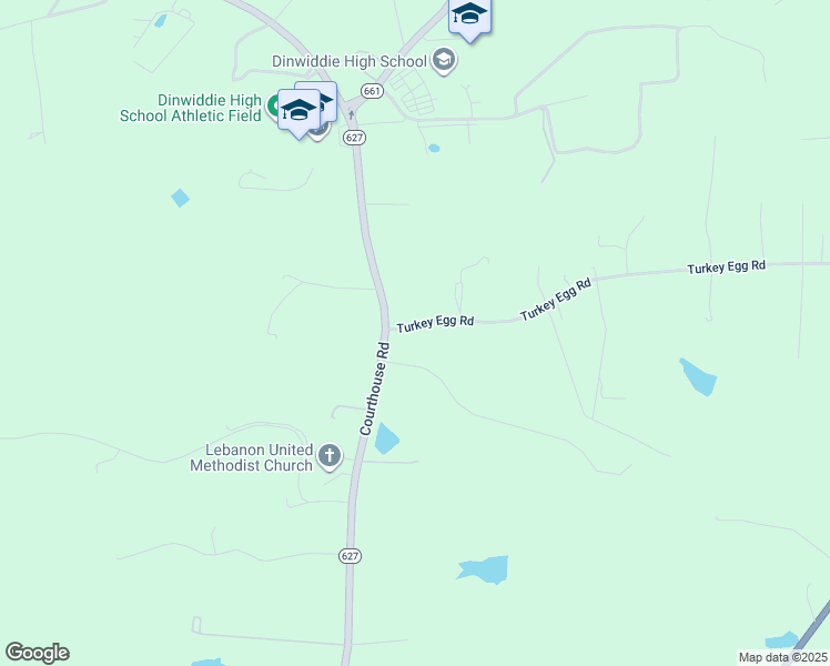 map of restaurants, bars, coffee shops, grocery stores, and more near 18513 Turkey Egg Road in Dinwiddie