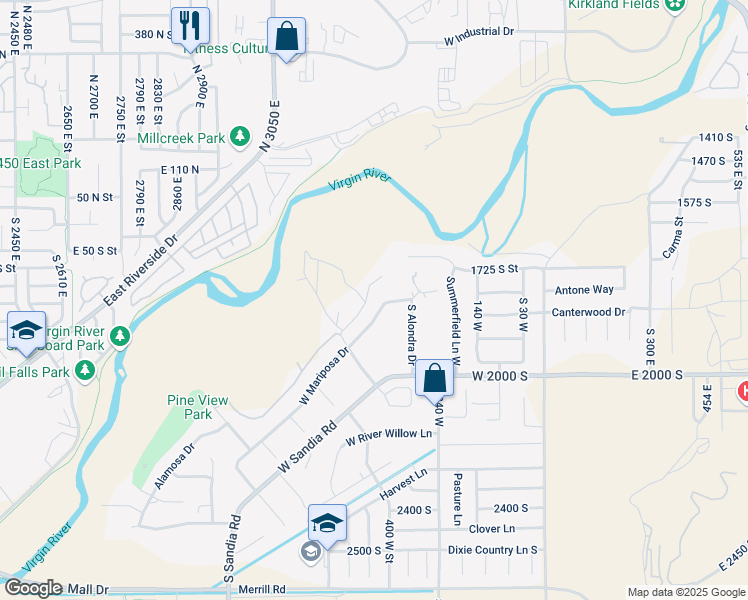 map of restaurants, bars, coffee shops, grocery stores, and more near 404 West Mariposa Drive in Washington