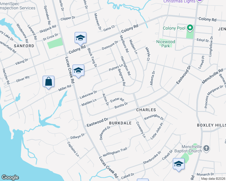 map of restaurants, bars, coffee shops, grocery stores, and more near 276 Malden Lane in Newport News