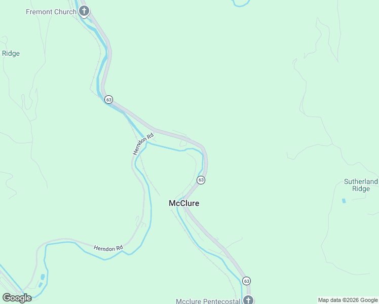 map of restaurants, bars, coffee shops, grocery stores, and more near Church Street in McClure