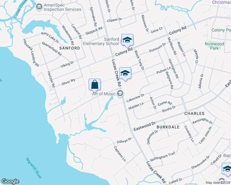 map of restaurants, bars, coffee shops, grocery stores, and more near 245 Lucas Creek Road in Newport News