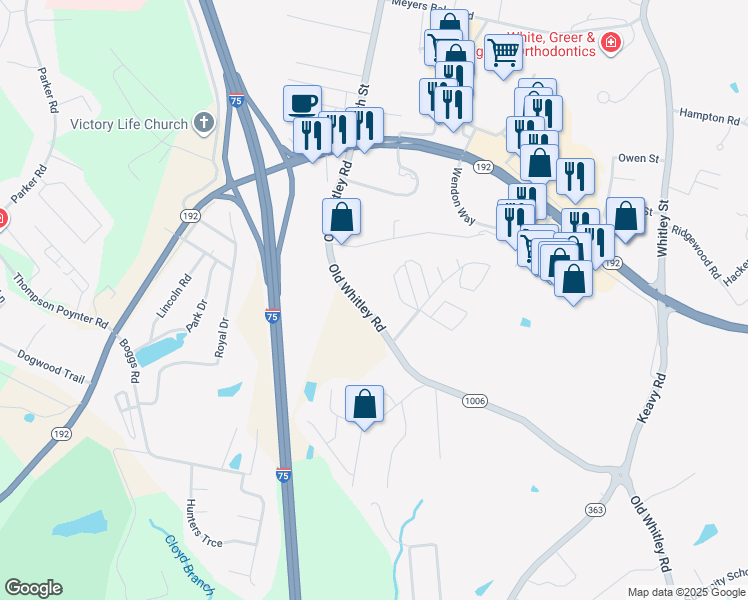 map of restaurants, bars, coffee shops, grocery stores, and more near 362 Old Whitley Road in London
