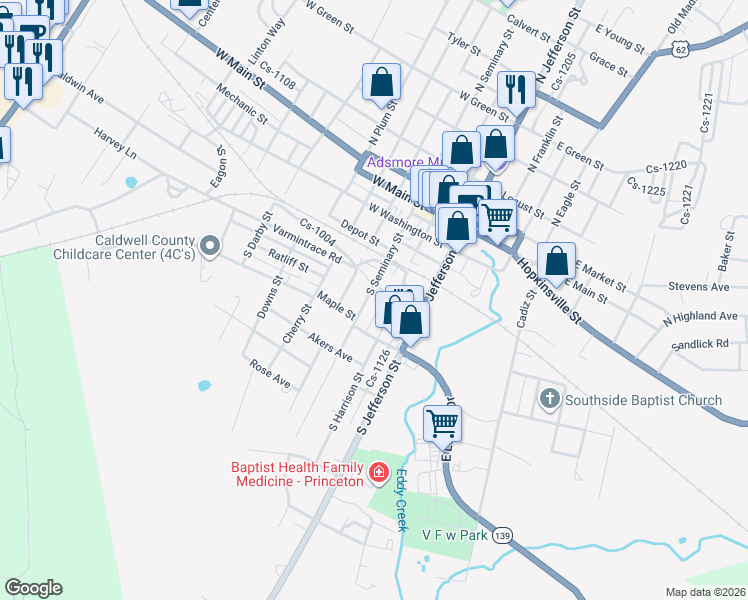 map of restaurants, bars, coffee shops, grocery stores, and more near 301-399 Beverly Ln in Princeton
