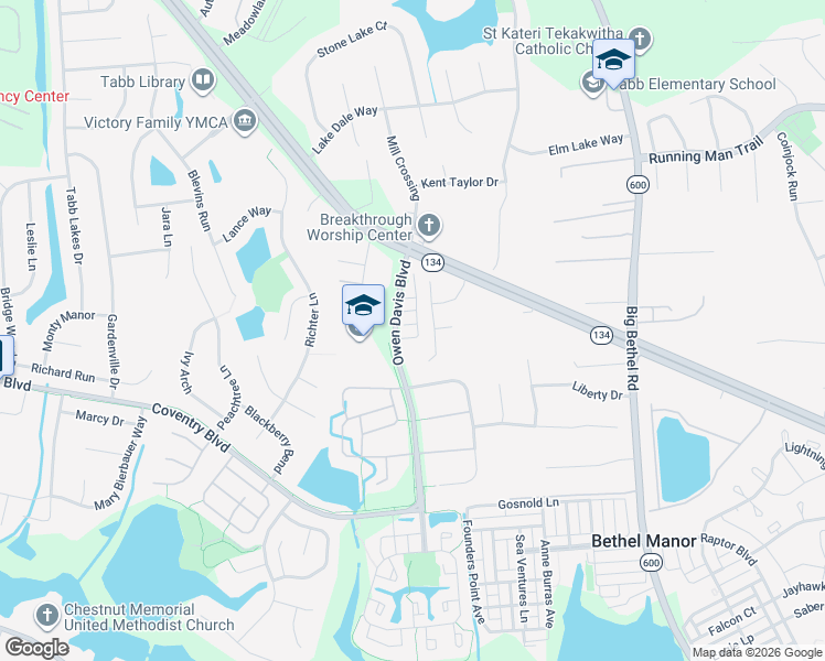 map of restaurants, bars, coffee shops, grocery stores, and more near 111 Cheswick Circle in Yorktown