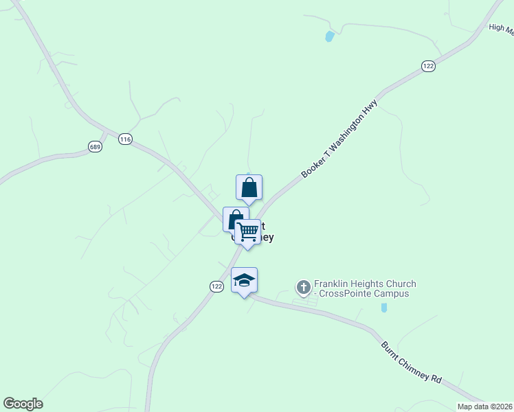 map of restaurants, bars, coffee shops, grocery stores, and more near 7361 Booker T Washington Highway in Wirtz
