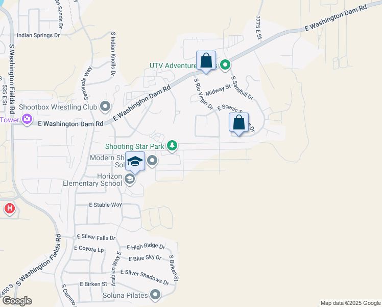 map of restaurants, bars, coffee shops, grocery stores, and more near 1434 East Black Brush Drive in Washington