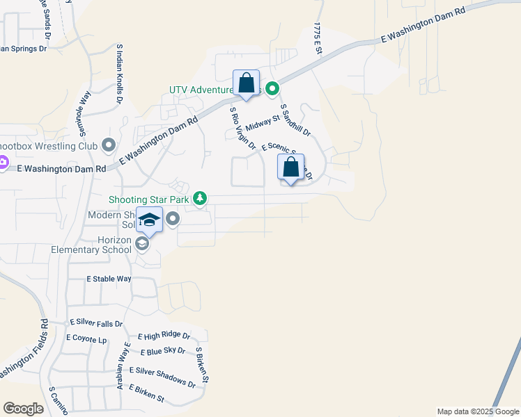 map of restaurants, bars, coffee shops, grocery stores, and more near 1592 East Black Brush Drive in Washington