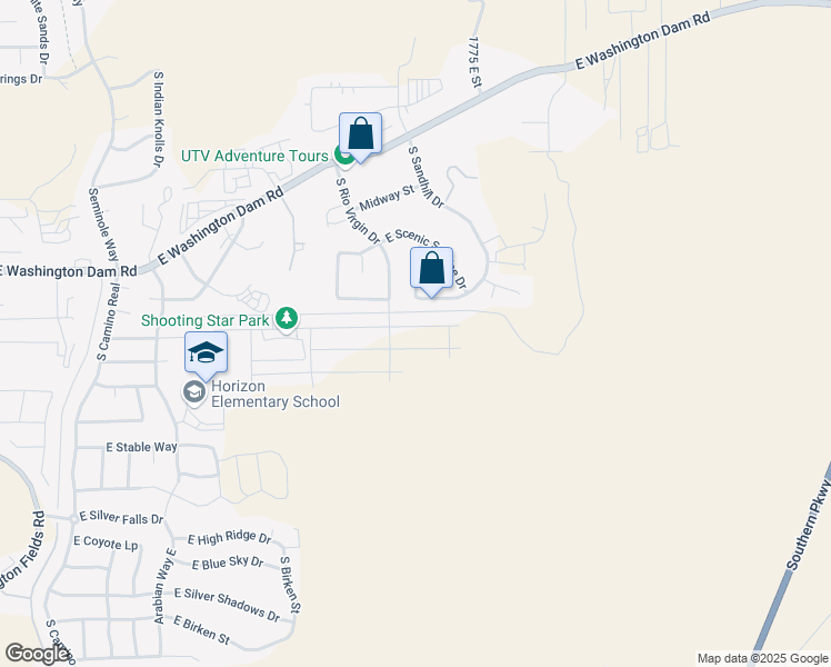 map of restaurants, bars, coffee shops, grocery stores, and more near 1592 East Black Brush Drive in Washington