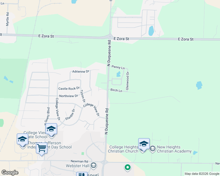 map of restaurants, bars, coffee shops, grocery stores, and more near 1976-2122 N Duquesne Rd in Joplin