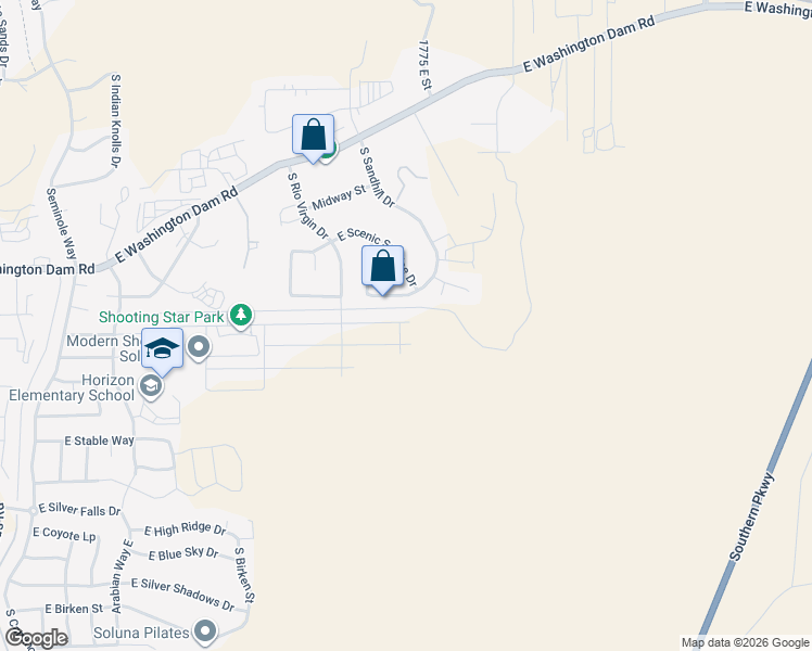 map of restaurants, bars, coffee shops, grocery stores, and more near 1686 East Black Brush Drive in Washington