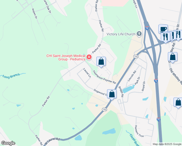 map of restaurants, bars, coffee shops, grocery stores, and more near 40 Laurel Lane in London