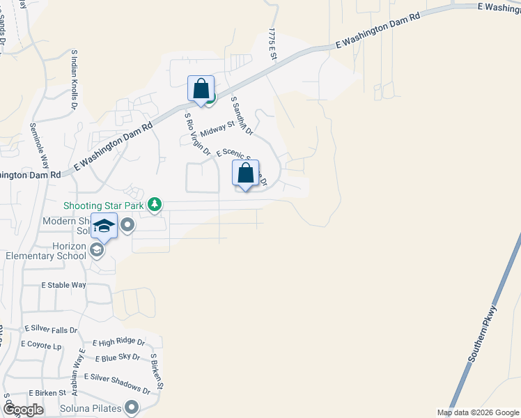 map of restaurants, bars, coffee shops, grocery stores, and more near 1686 East Black Brush Drive in Washington