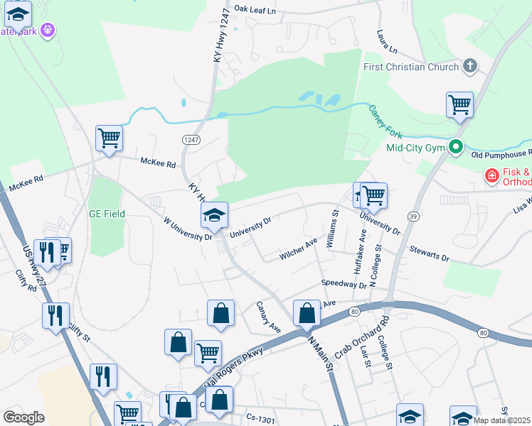 map of restaurants, bars, coffee shops, grocery stores, and more near 116 University Drive in Somerset