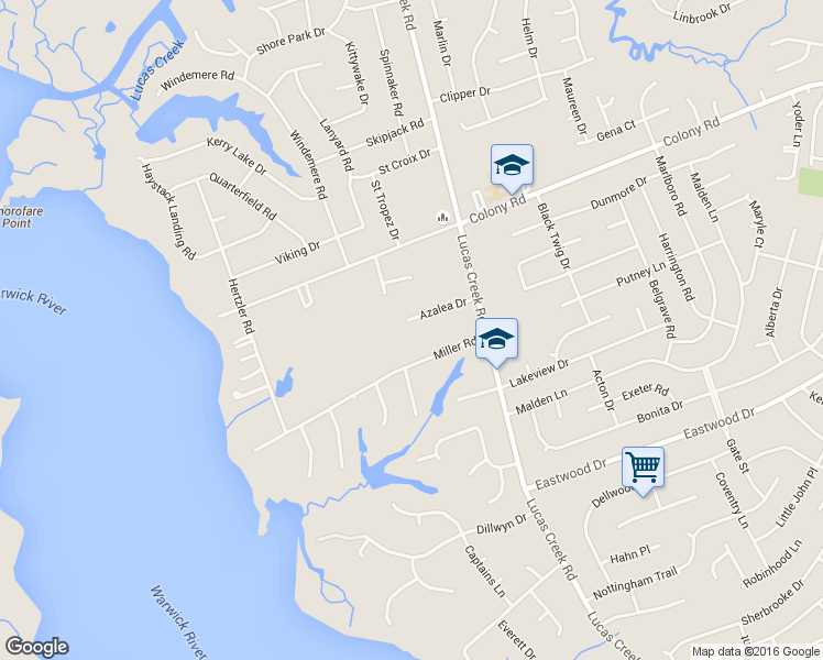 map of restaurants, bars, coffee shops, grocery stores, and more near 23 Azalea Drive in Newport News