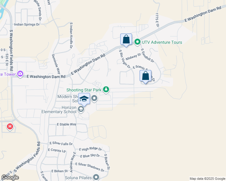map of restaurants, bars, coffee shops, grocery stores, and more near 1417 East Black Brush Drive in Washington