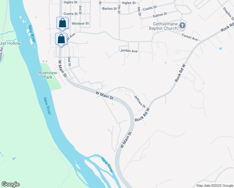 map of restaurants, bars, coffee shops, grocery stores, and more near 104 Jeffries Drive in Radford