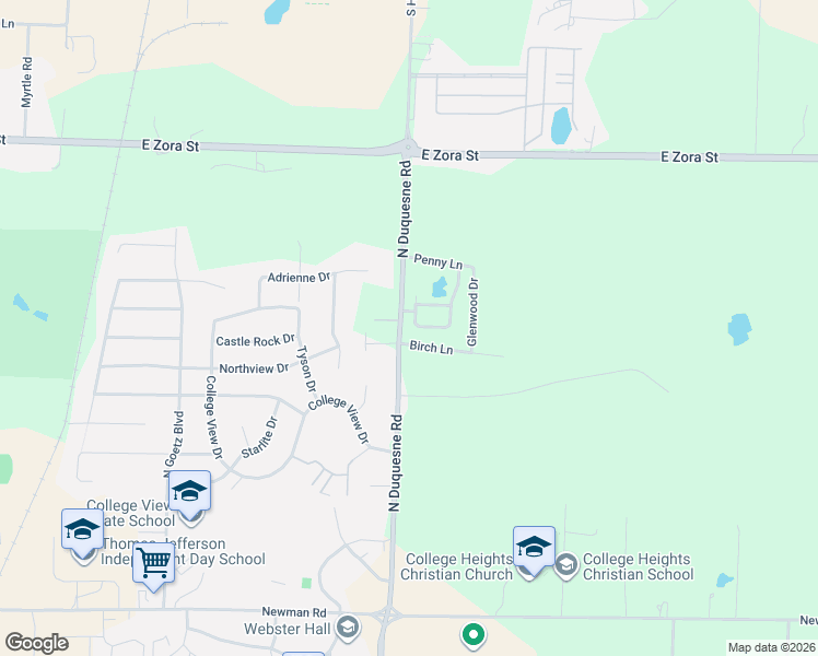 map of restaurants, bars, coffee shops, grocery stores, and more near 1976-2122 N Duquesne Rd in Joplin
