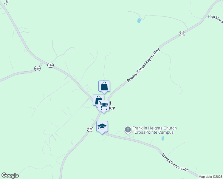 map of restaurants, bars, coffee shops, grocery stores, and more near 7361 Booker T Washington Highway in Wirtz