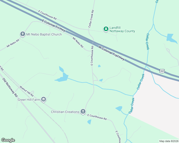 map of restaurants, bars, coffee shops, grocery stores, and more near 2323 East Courthouse Road in Blackstone