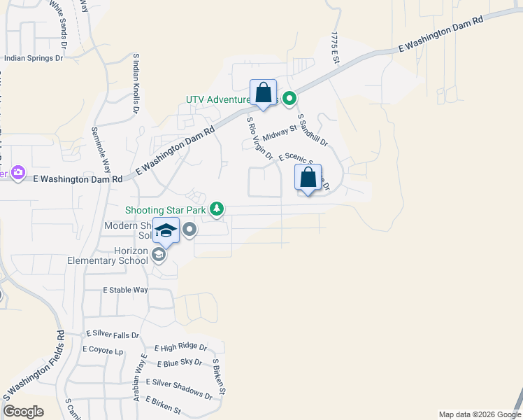 map of restaurants, bars, coffee shops, grocery stores, and more near 1481 East Black Brush Drive in Washington