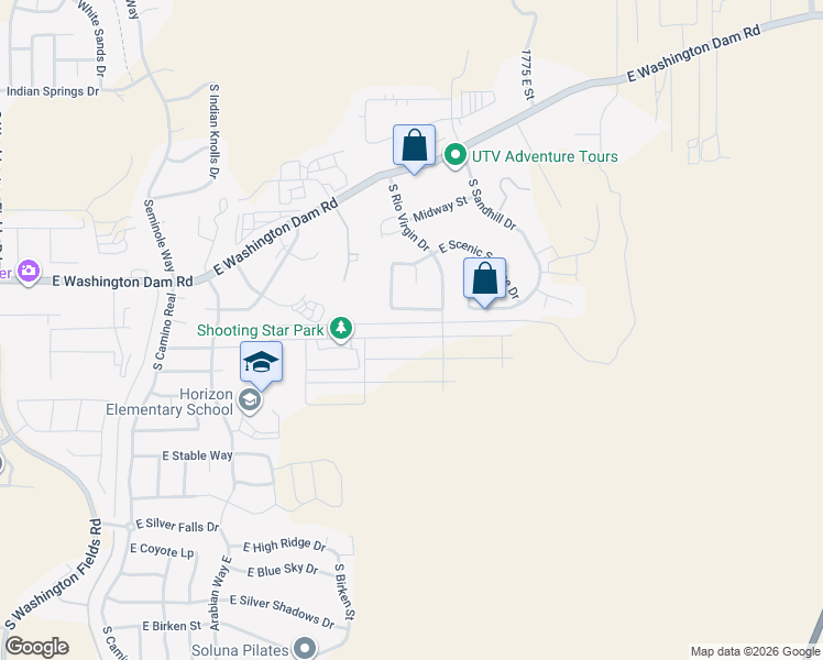 map of restaurants, bars, coffee shops, grocery stores, and more near 1481 East Black Brush Drive in Washington