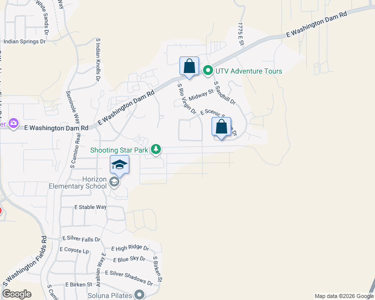 map of restaurants, bars, coffee shops, grocery stores, and more near 1481 East Black Brush Drive in Washington