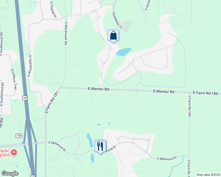 map of restaurants, bars, coffee shops, grocery stores, and more near 3757-3899 East Farm Road 186 in Rogersville