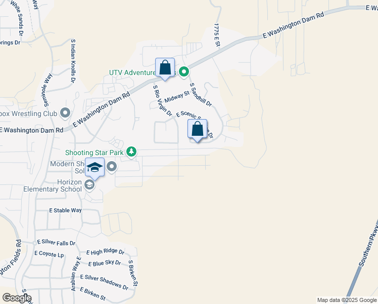 map of restaurants, bars, coffee shops, grocery stores, and more near 1585 East Black Brush Drive in Washington