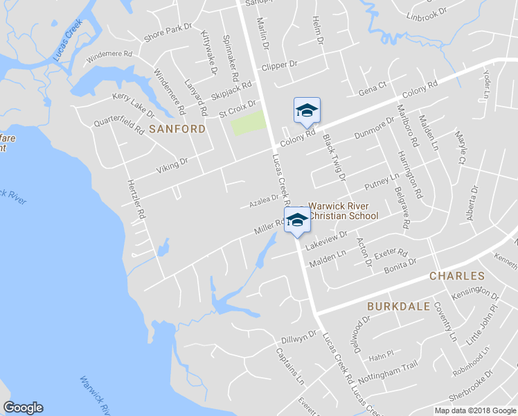map of restaurants, bars, coffee shops, grocery stores, and more near 13 Azalea Drive in Newport News