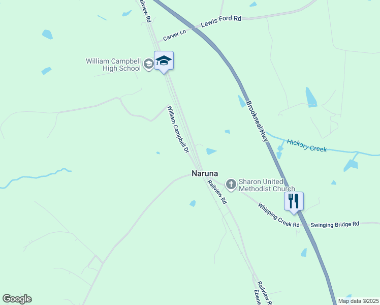 map of restaurants, bars, coffee shops, grocery stores, and more near 130 William Campbell Drive in Gladys