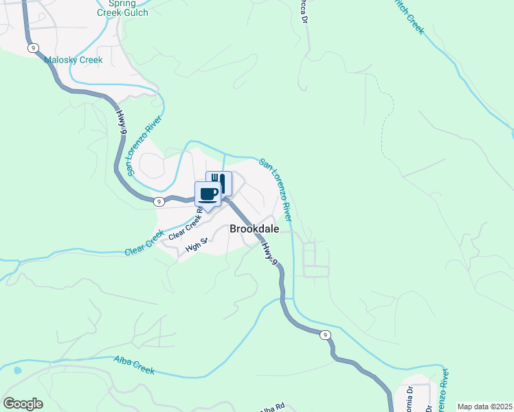 map of restaurants, bars, coffee shops, grocery stores, and more near 11233 Center Street in Brookdale