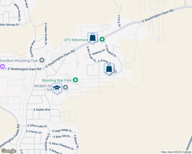 map of restaurants, bars, coffee shops, grocery stores, and more near 1500 East Mesa View Lane in Washington