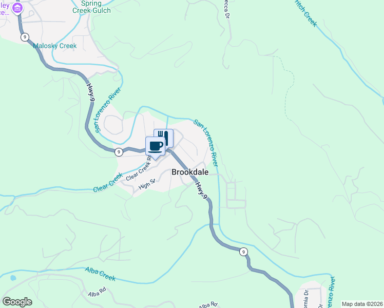 map of restaurants, bars, coffee shops, grocery stores, and more near 11258 Center Street in Brookdale