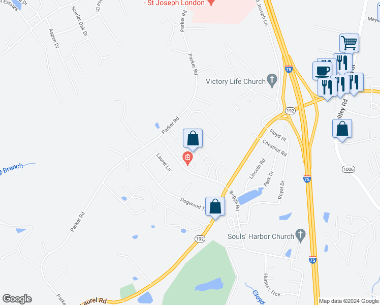 map of restaurants, bars, coffee shops, grocery stores, and more near 55 Crescent View Drive in London