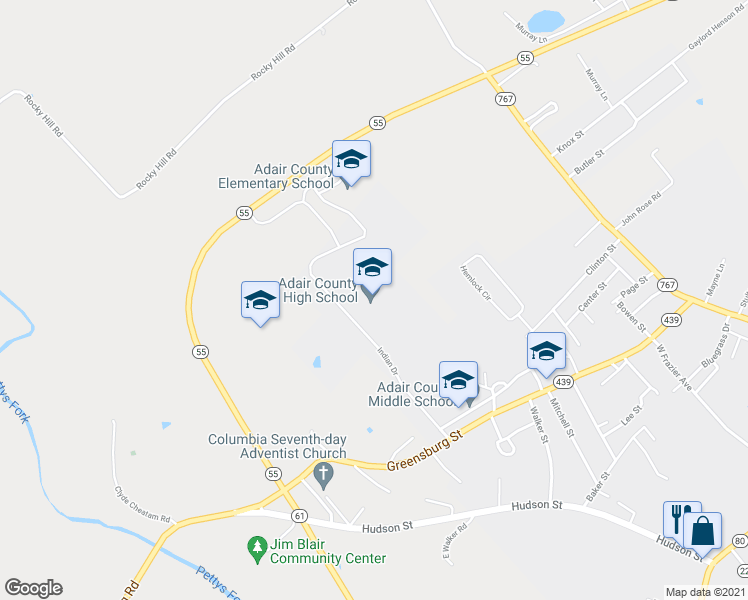 map of restaurants, bars, coffee shops, grocery stores, and more near 526 Indian Drive in Columbia