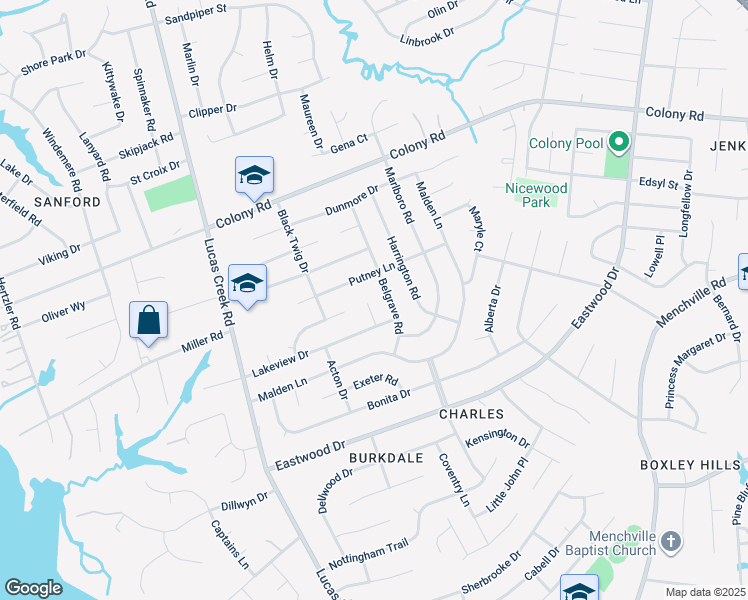 map of restaurants, bars, coffee shops, grocery stores, and more near 206 Fairfield Court in Newport News