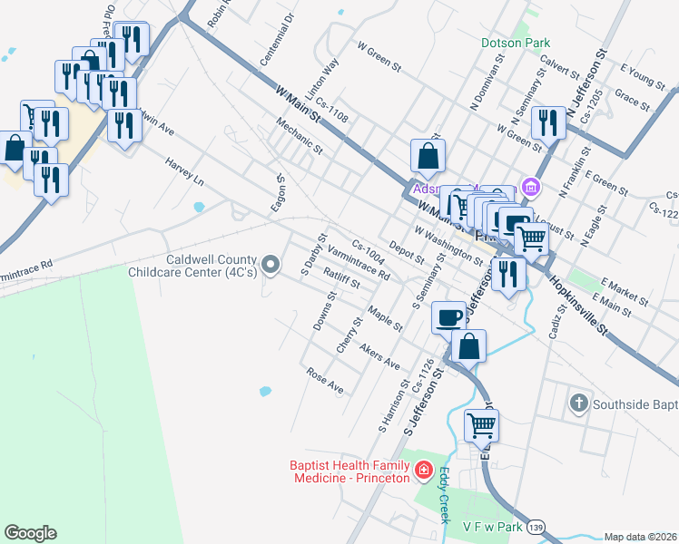 map of restaurants, bars, coffee shops, grocery stores, and more near 200 Downs Street in Princeton