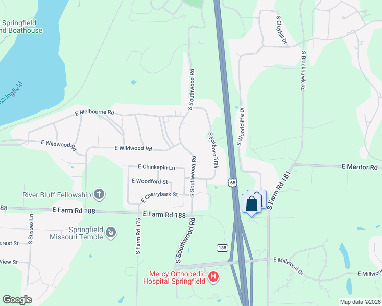 map of restaurants, bars, coffee shops, grocery stores, and more near 5752 South Southwood Road in Springfield
