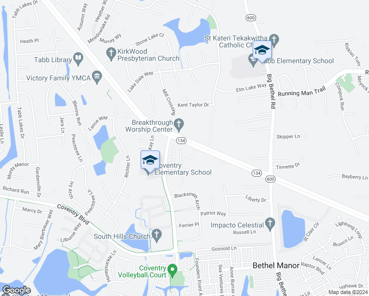 map of restaurants, bars, coffee shops, grocery stores, and more near 108 Doyle Court in Yorktown