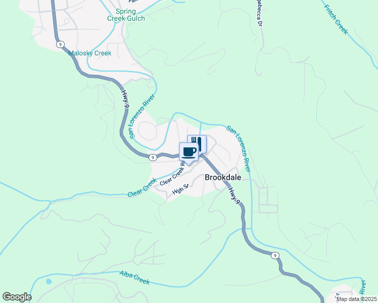 map of restaurants, bars, coffee shops, grocery stores, and more near 11570 California 9 in Brookdale