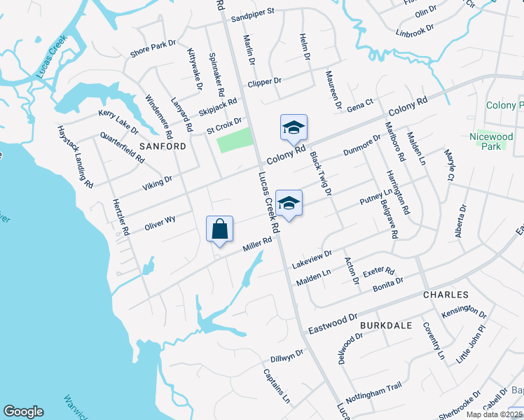 map of restaurants, bars, coffee shops, grocery stores, and more near 4 Azalea Drive in Newport News