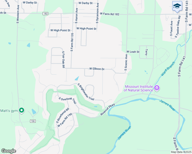 map of restaurants, bars, coffee shops, grocery stores, and more near 5824 South Gaslight Circle in Springfield