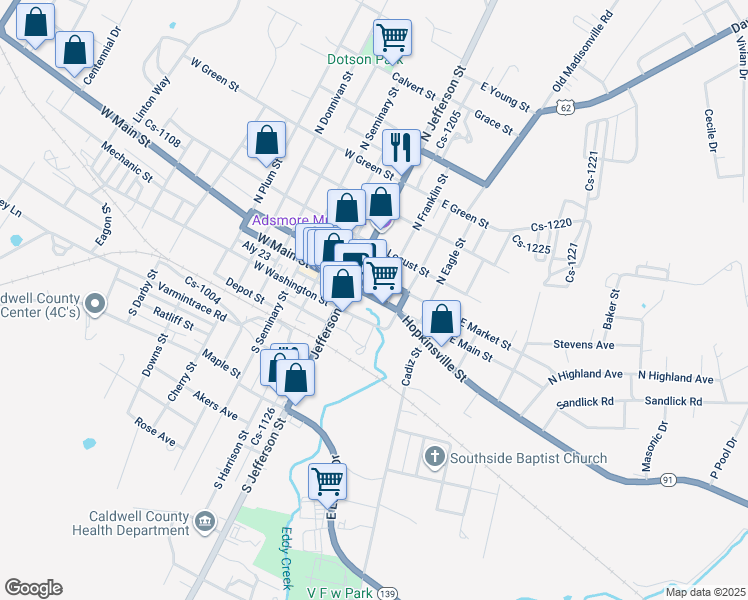 map of restaurants, bars, coffee shops, grocery stores, and more near 198 North Franklin Street in Princeton