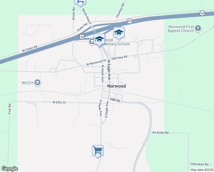 map of restaurants, bars, coffee shops, grocery stores, and more near 175 West Burnam Street in Norwood