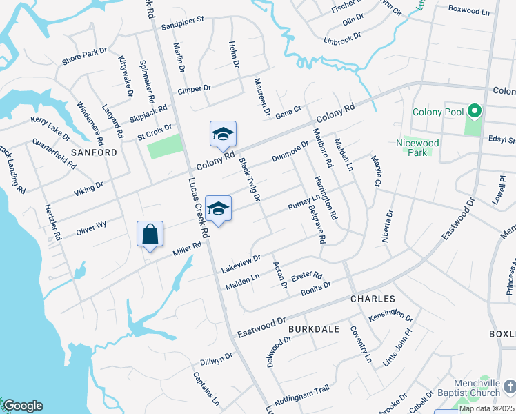 map of restaurants, bars, coffee shops, grocery stores, and more near 471 Harcourt Place in Newport News